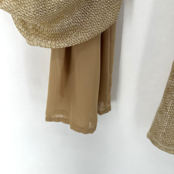 Vintage Carlisle 100% Silk Wide Leg Pants Womens‎ 10 Beige Snakeskin Old Money - Picture 9 of 11